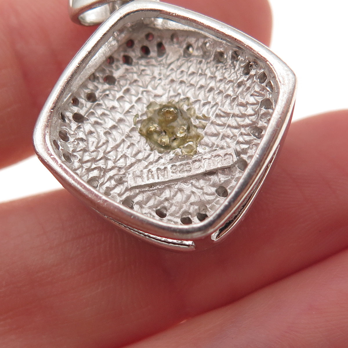 Han 925 Sterling Silver Real Abalone Shell & C Z Evil Eye Charm Pendant