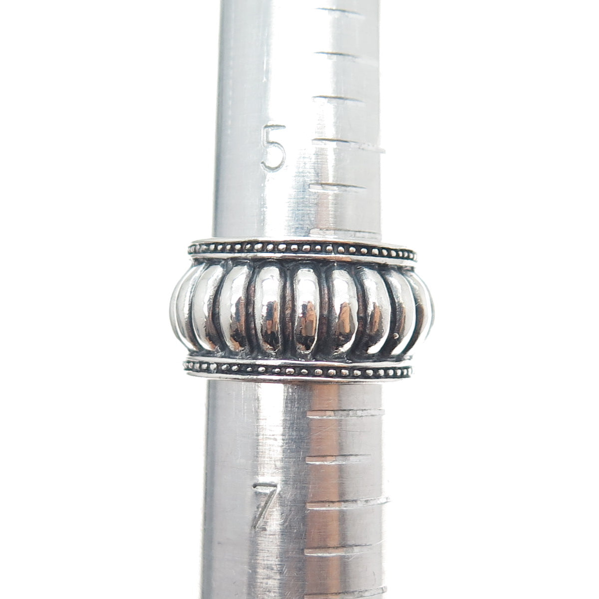 925 Sterling Silver Vintage Modernist Ribbed Oxidized Ring Size 6.25