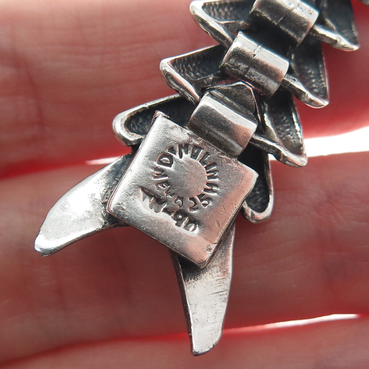 925 Sterling Silver Vintage Mexico Arrow Link Oxidized Bracelet 7"