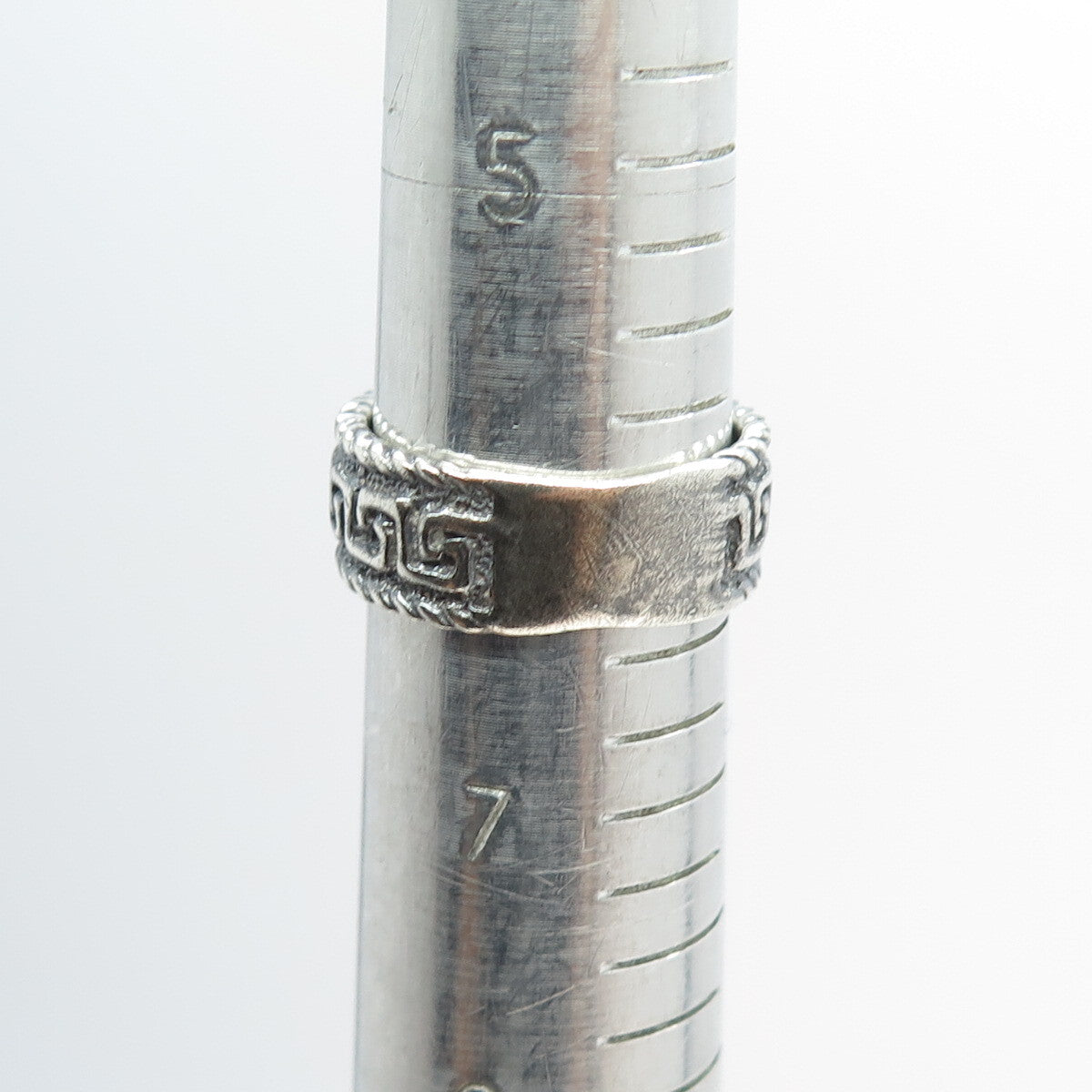 925 Sterling Silver Vintage Greek Maze Band Ring Size 6.5