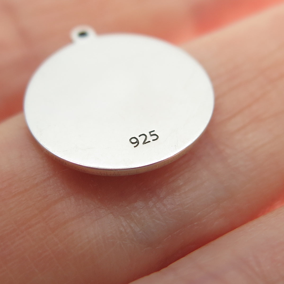 925 Sterling Silver Red Enamel Female Symbol Round Tag Minimalist Charm Pendant