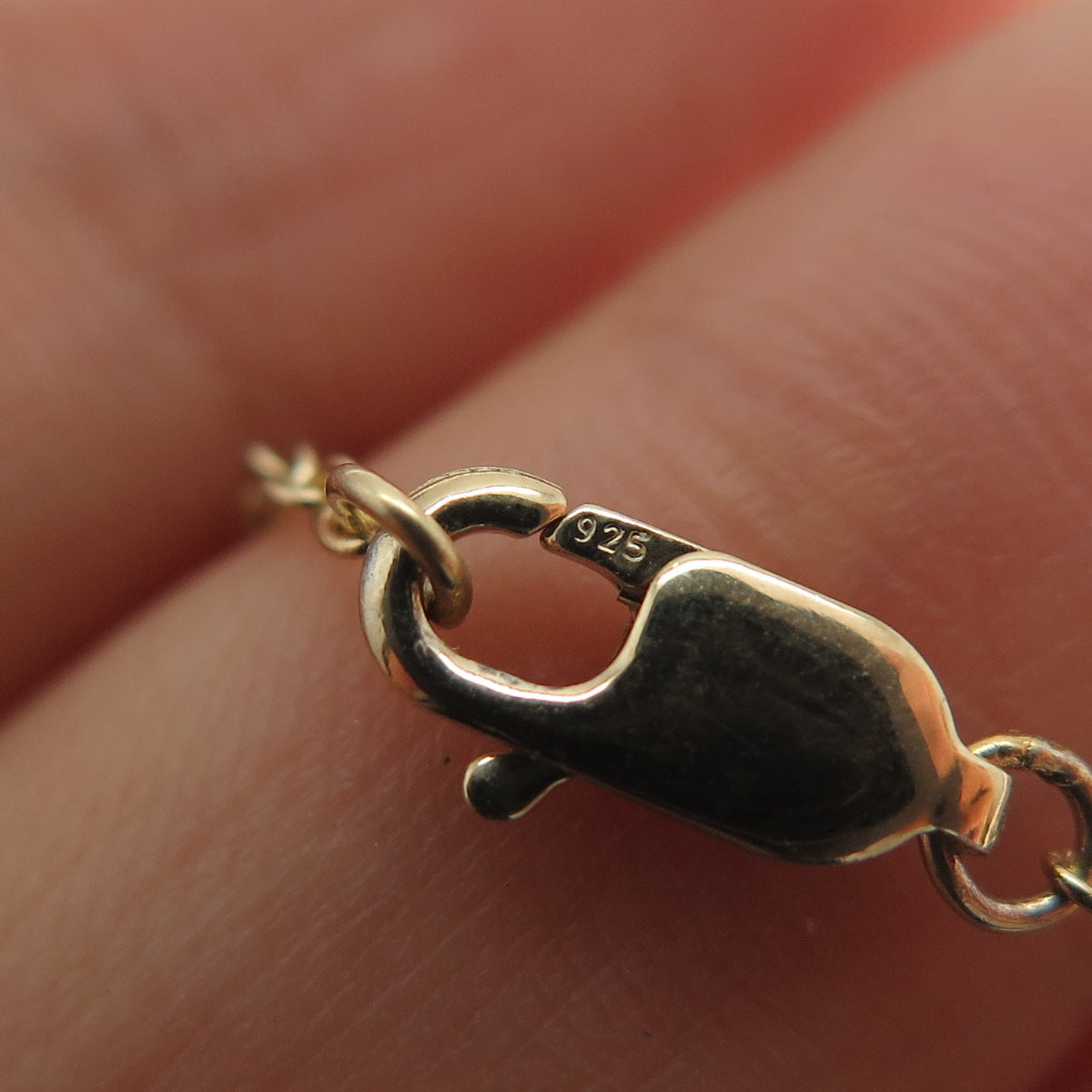 925 Sterling Silver Gold Plated Real Diamond Letter G Cable Chain Necklace 18"