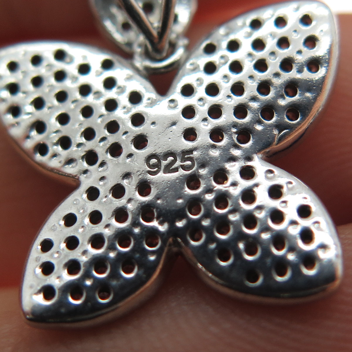 925 Sterling Silver Round-Cut C Z Butterfly Heart Mini Slide Charm Pendant