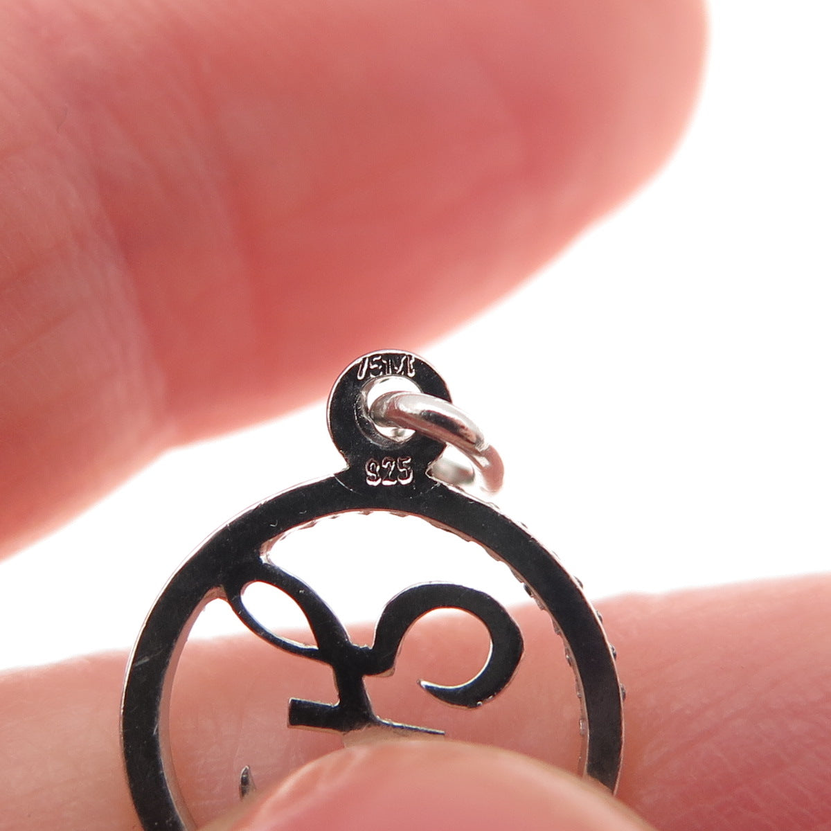925 Sterling Silver Vintage Diamond-Cut Letter Z Initial Mini Charm Pendant