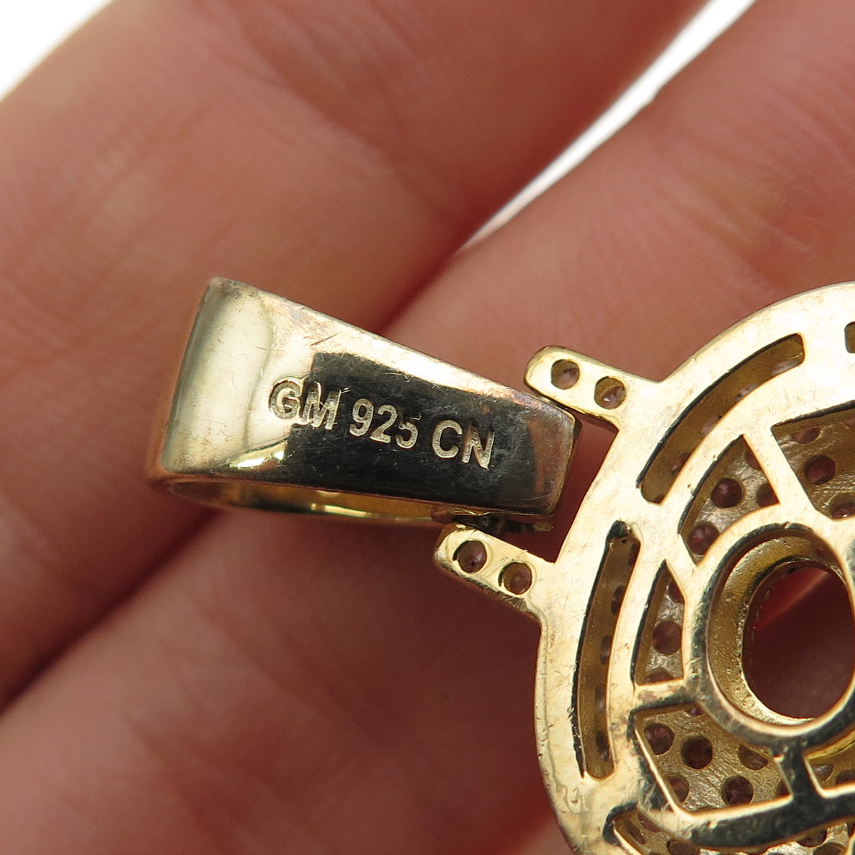 925 Sterling Silver Gold Plated Round-Cut C Z Number 8 Lucky Pendant