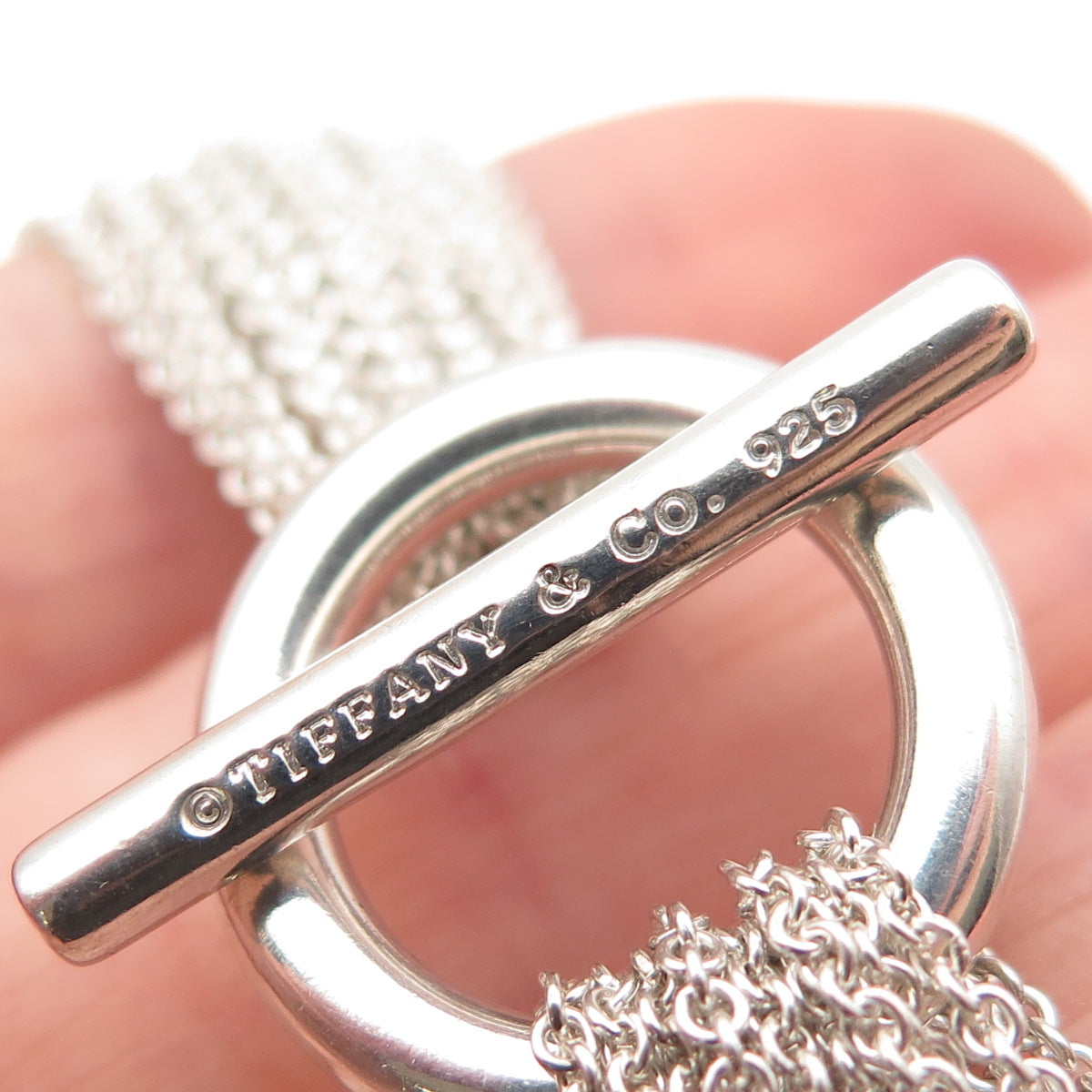 TIFFANY & CO. 925 Sterling Silver Vintage 10-Strand Disc Toggle Bracelet 6.5"
