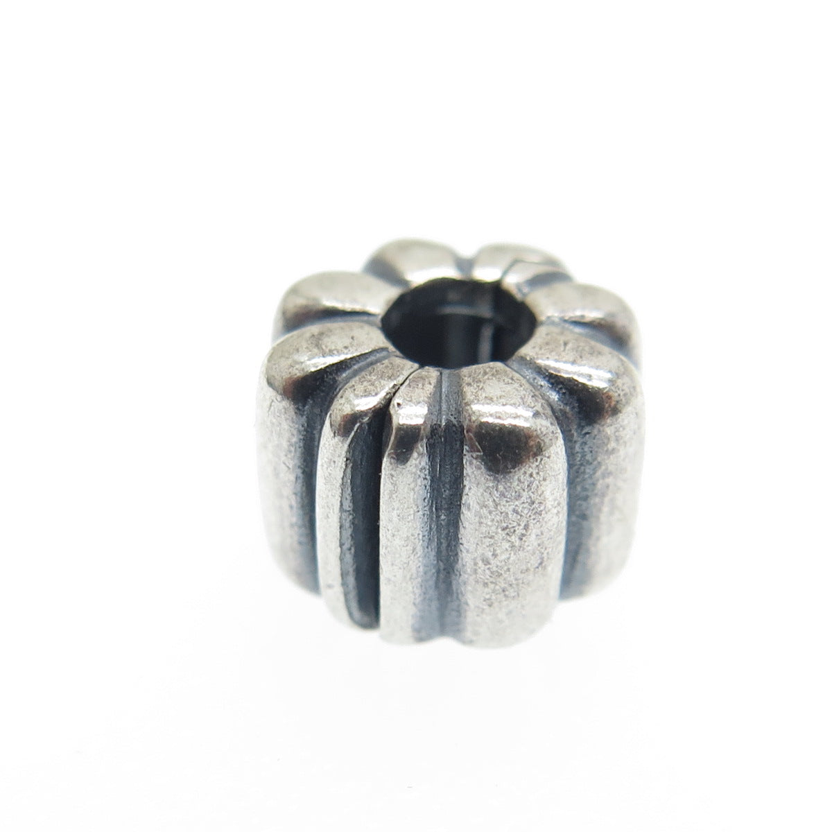 PANDORA 925 Sterling Silver Oxidized Ribbed Clip Charm