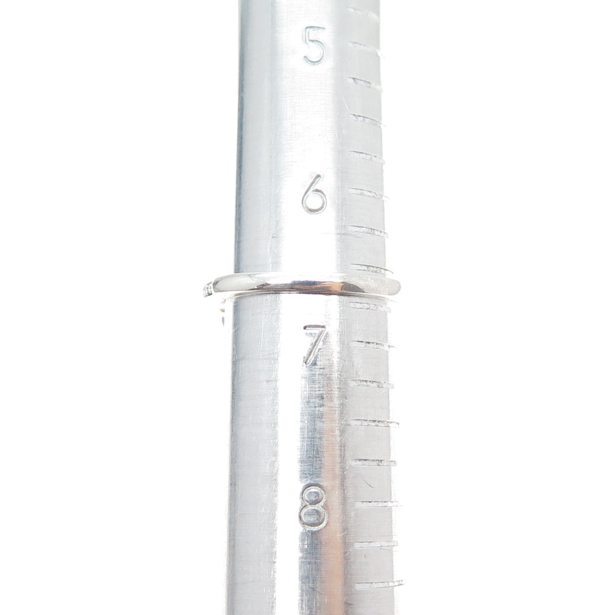 925 Sterling Silver Real Round-Cut Diamond Heart Ring Size 6.75