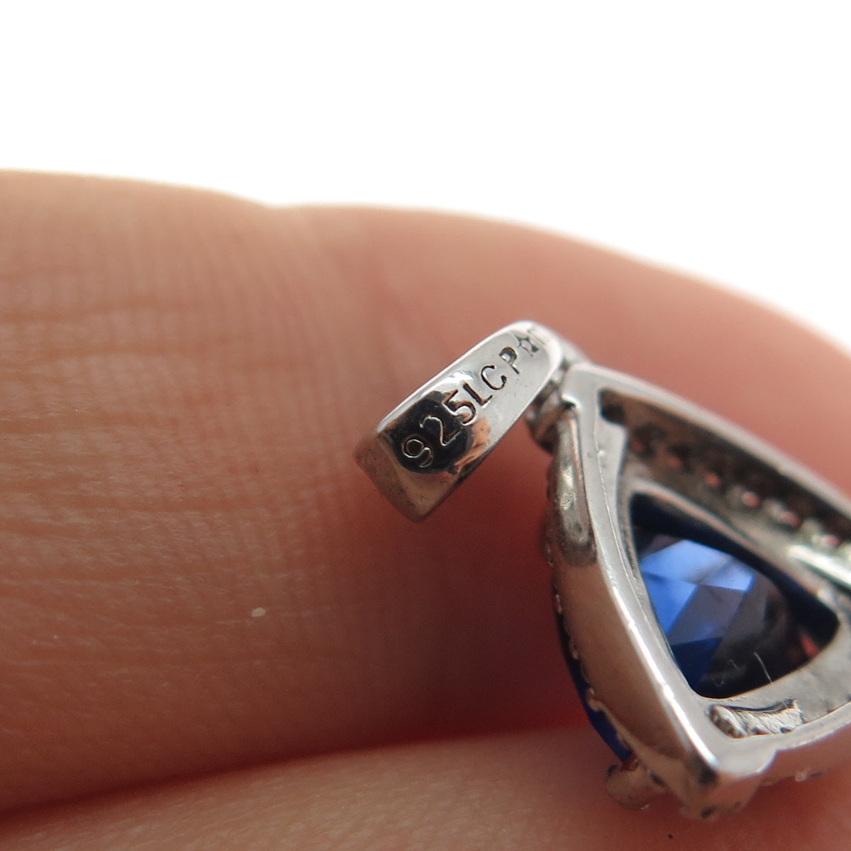 925 Sterling Silver Lab-Created Sapphire & Real White Topaz Mini Charm Pendant