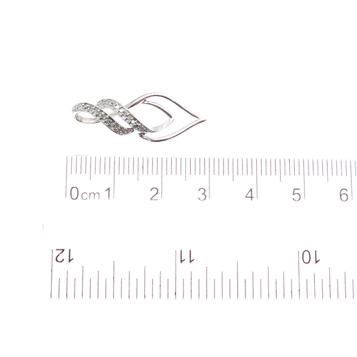 SUN 925 Sterling Silver Real Round-Cut Diamond Twisted Charm Pendant