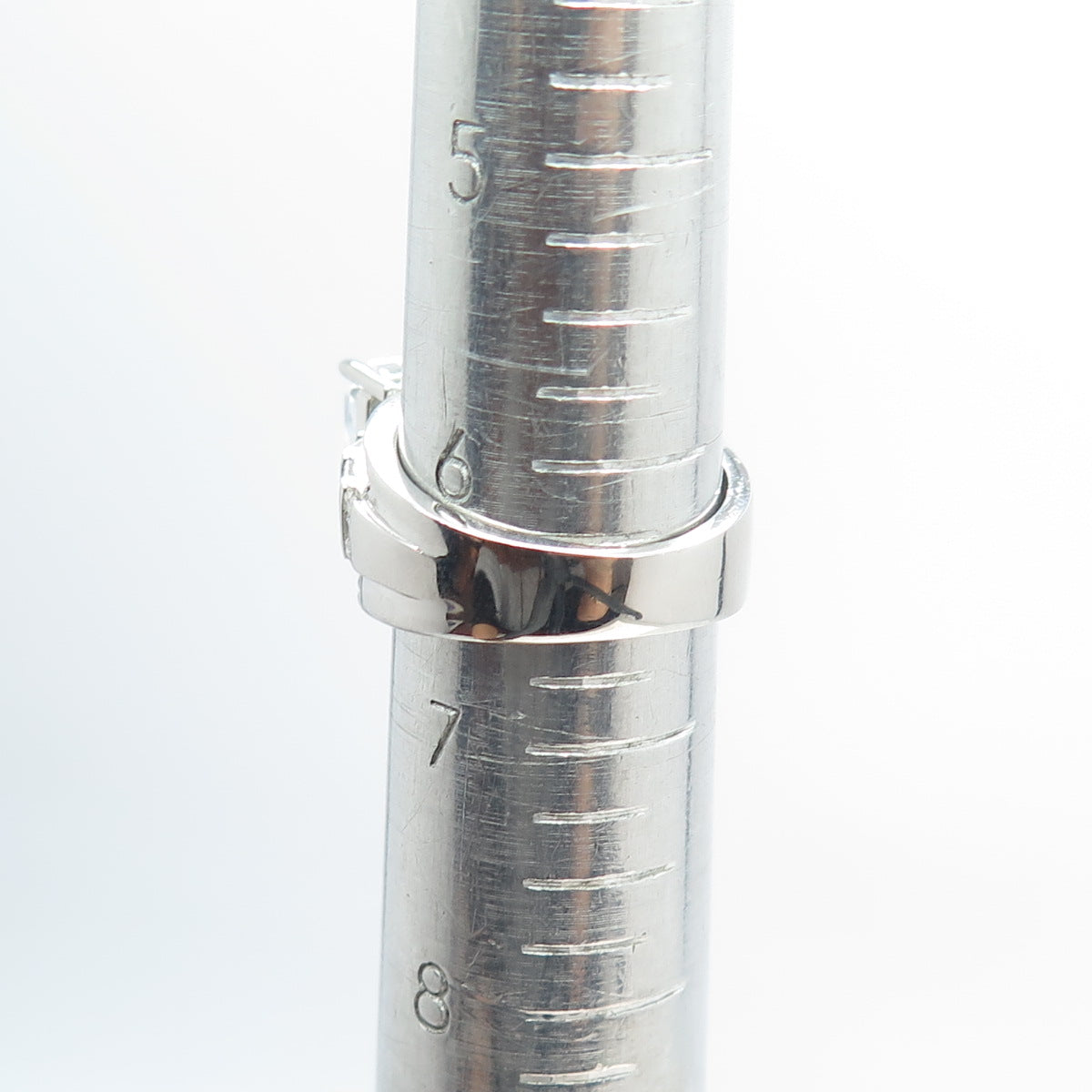 925 Sterling Silver Princess-Cut Shaped C Z Ring Size 6.5