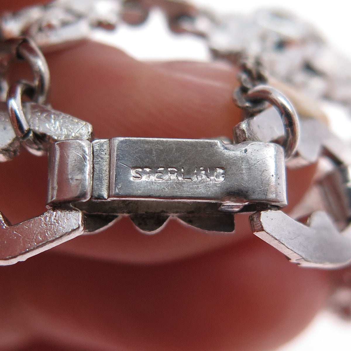 925 Sterling Silver Antique Real Marcasite Rose Bracelet 7" (missing 1 stone)