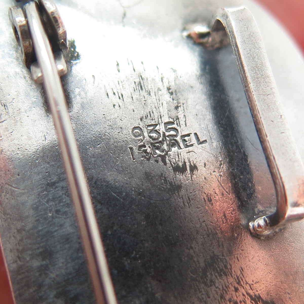 935 Silver Vintage Israel Real Eilat Modernist Oxidized Pin Brooch / Pendant