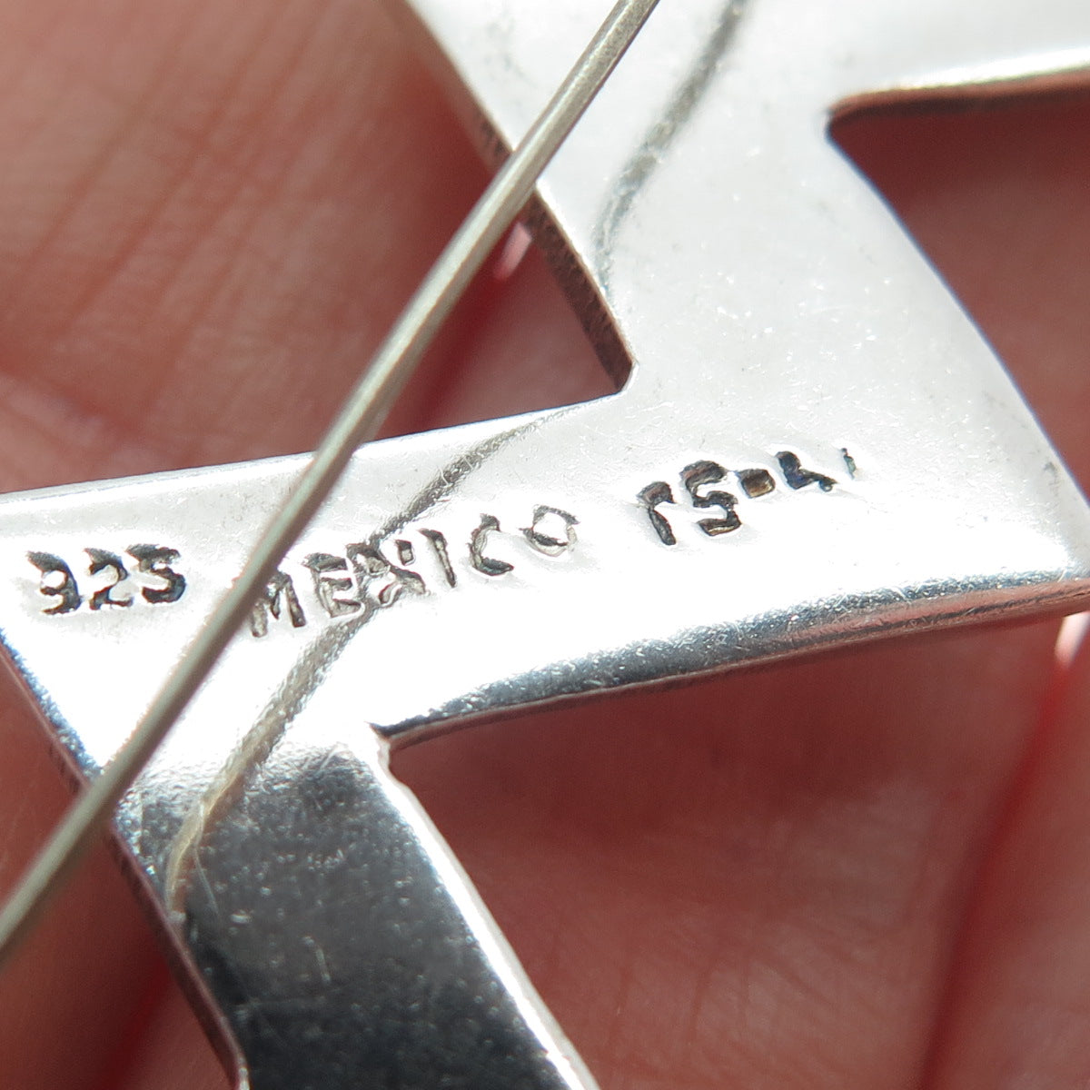 925 Sterling Silver Vintage Mexico Modernist Zig Zag Pin Brooch