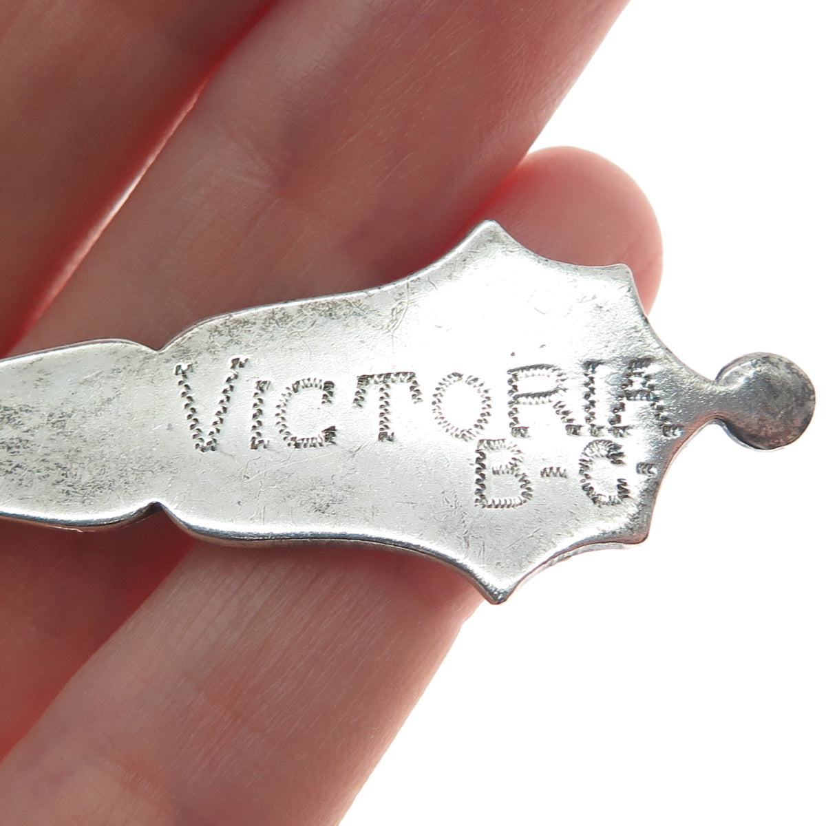 CARON BROS. 925 Sterling Silver Antique Canada Enamel Maple Leaf Coffee Spoon