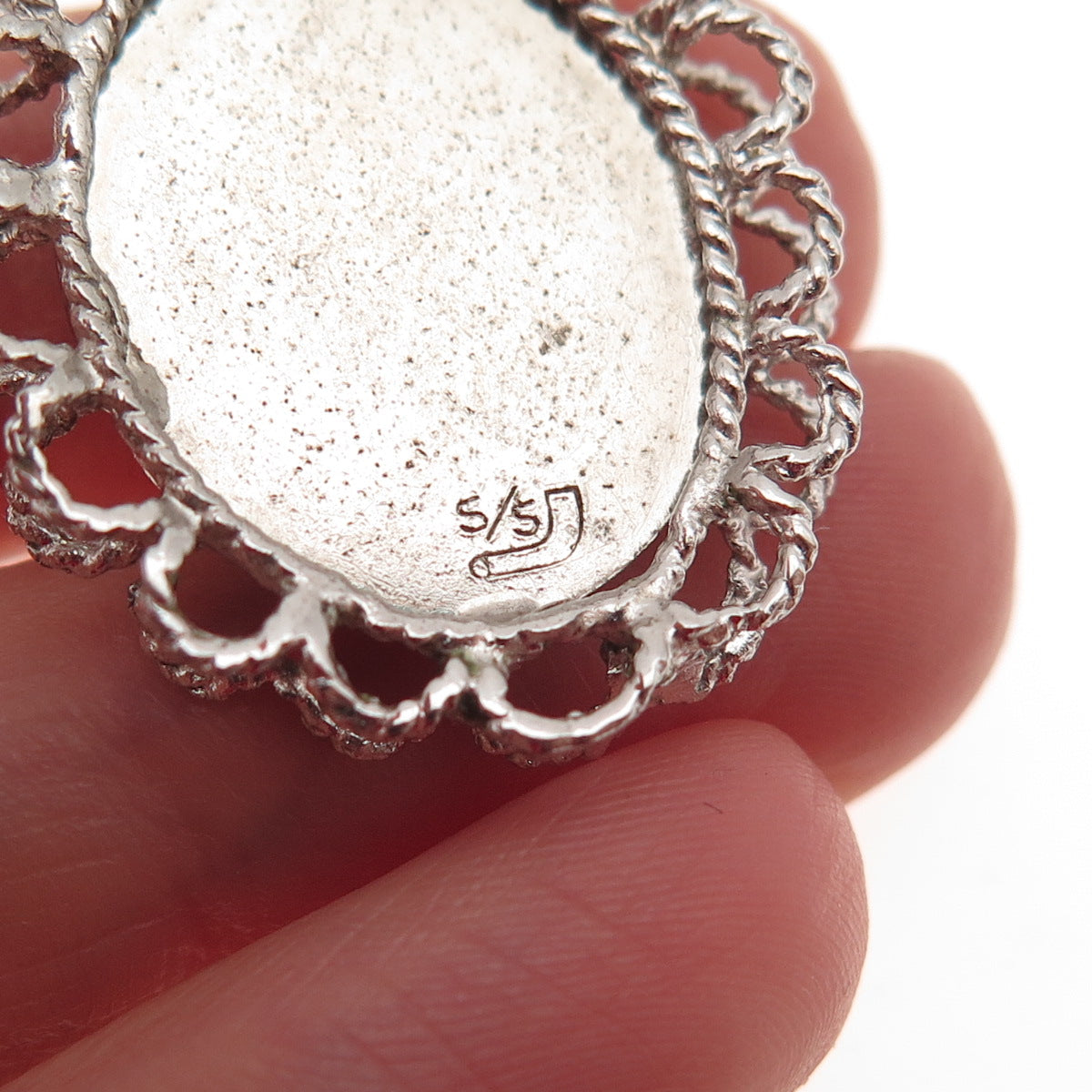 925 Sterling Silver Vintage Rhinestone Las Vegas Casino Good Luck Charm Pendant