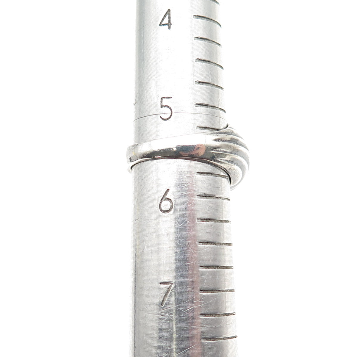 925 Sterling Silver Vintage Modernist Ribbed Oxidized Ring Size 5.5