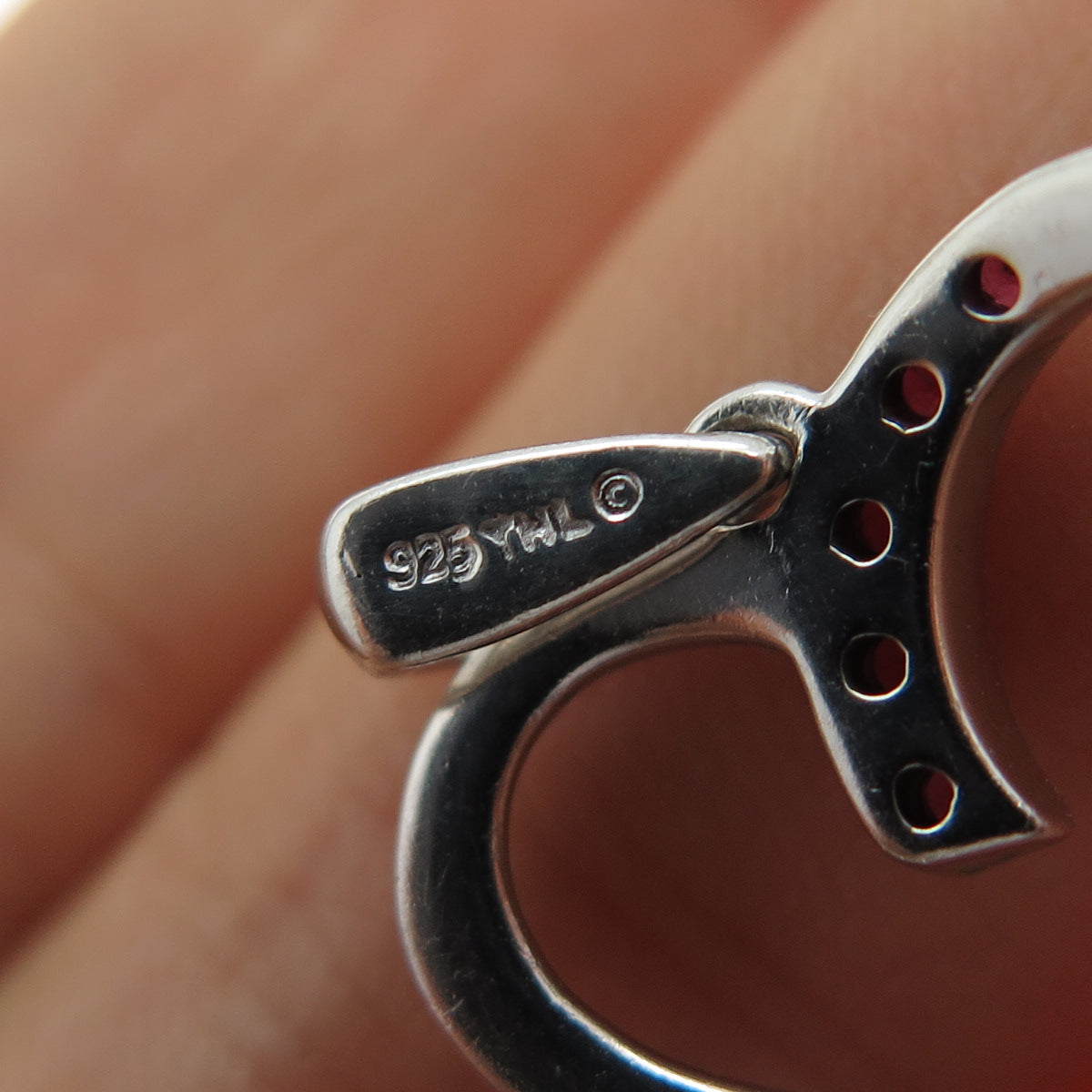 925 Sterling Real Diamond Accent & Lab-Created Pink Sapphire Heart Charm Pendant