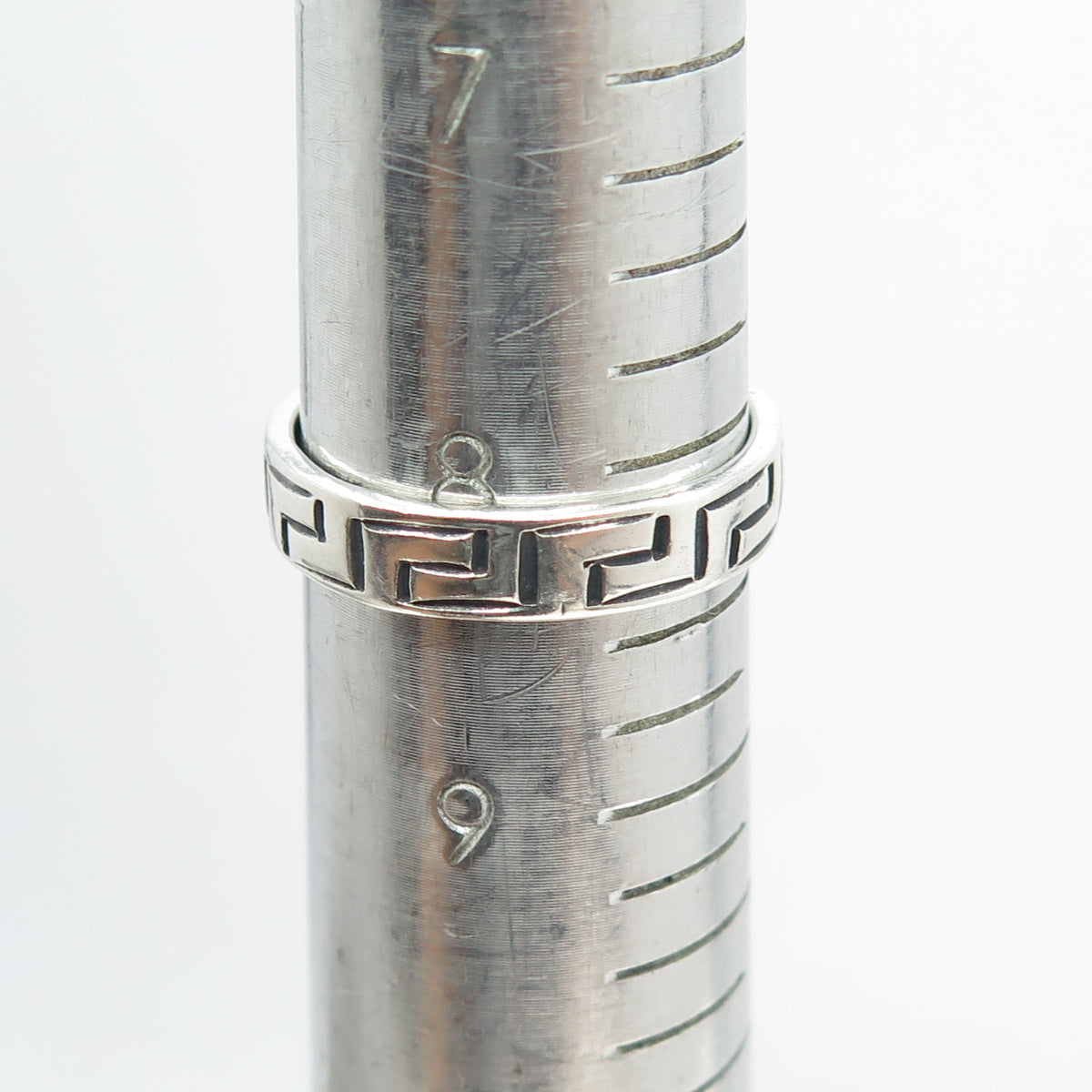 925 Sterling Silver Vintage Mexico Tribal Maze Band Ring Size 8.5