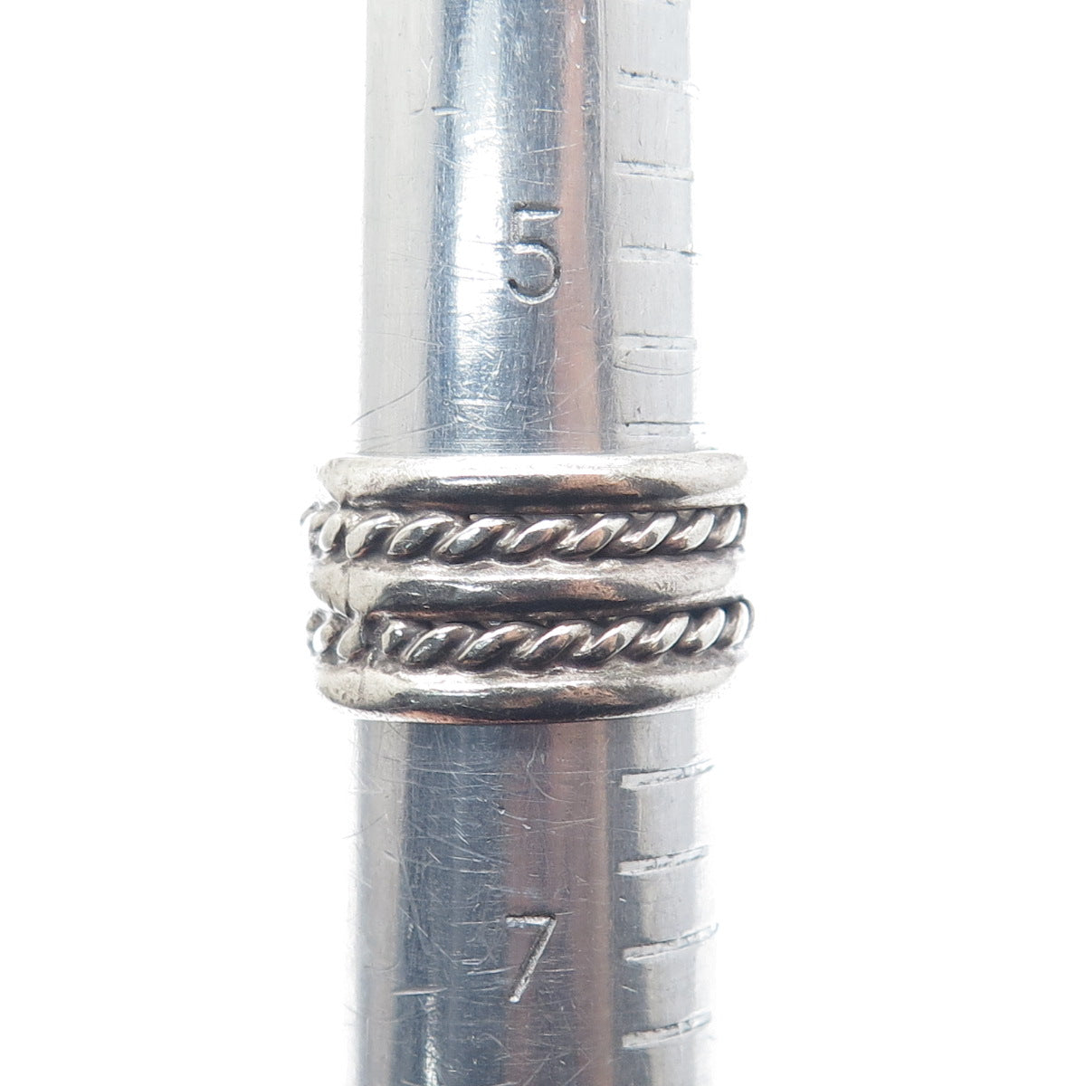 925 Sterling Silver Vintage Mexico Multi-Row Roped Oxidized Band Ring Size 6.25