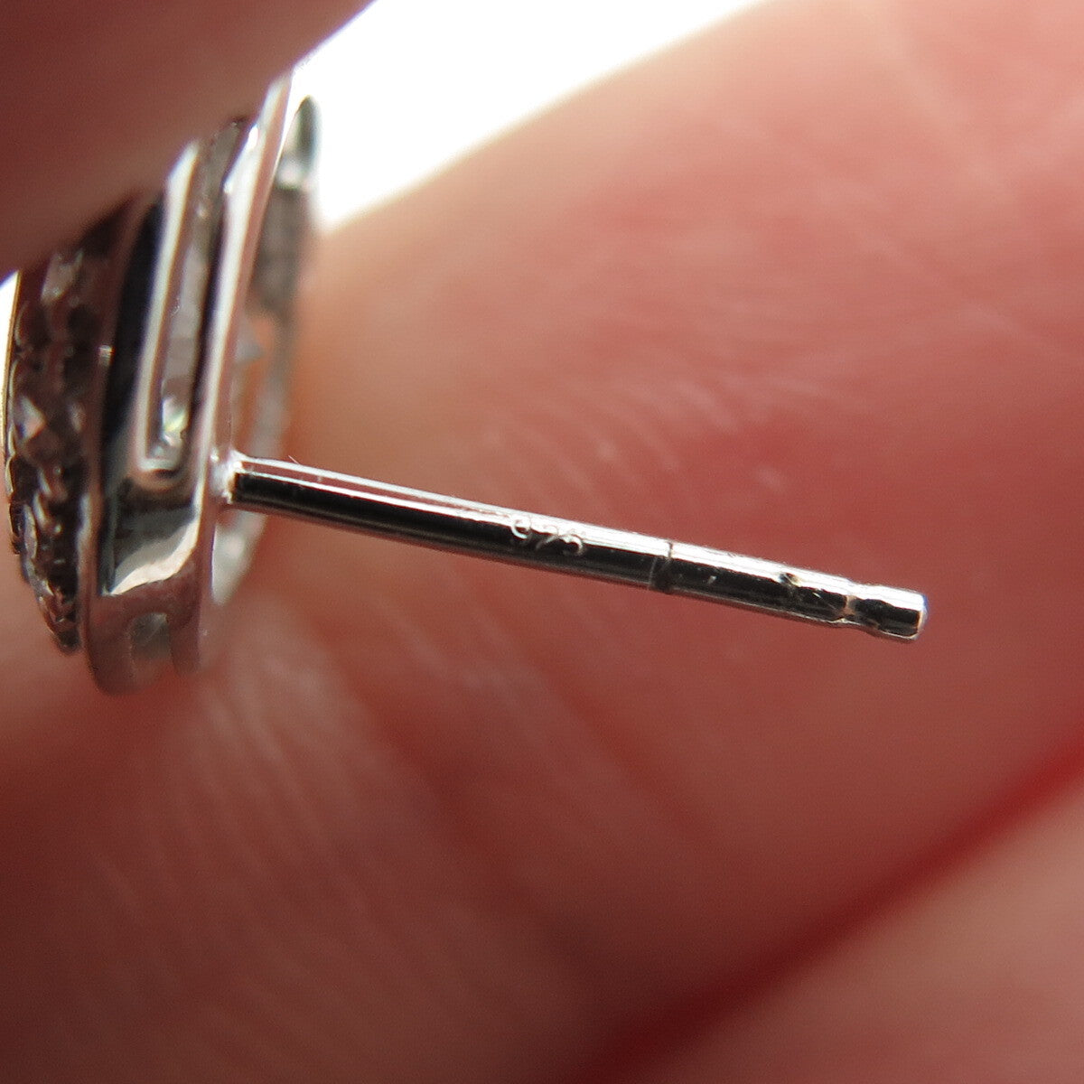 925 Sterling Silver Round-Cut C Z Stud Earrings