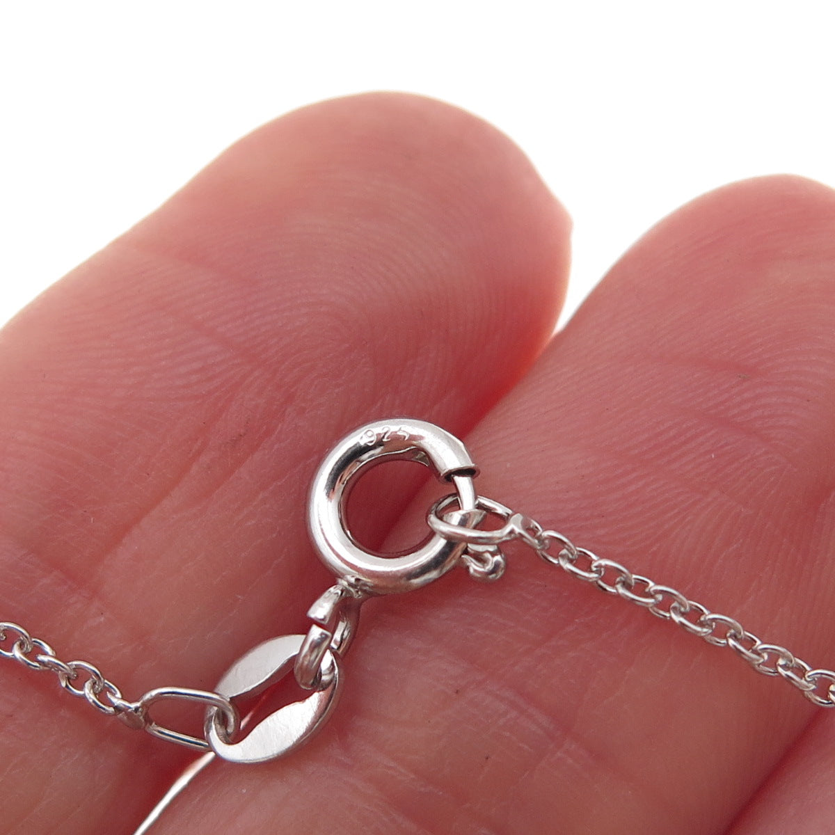925 Sterling Silver Italy Real Round-Cut Diamond Cable Chain Necklace 18"