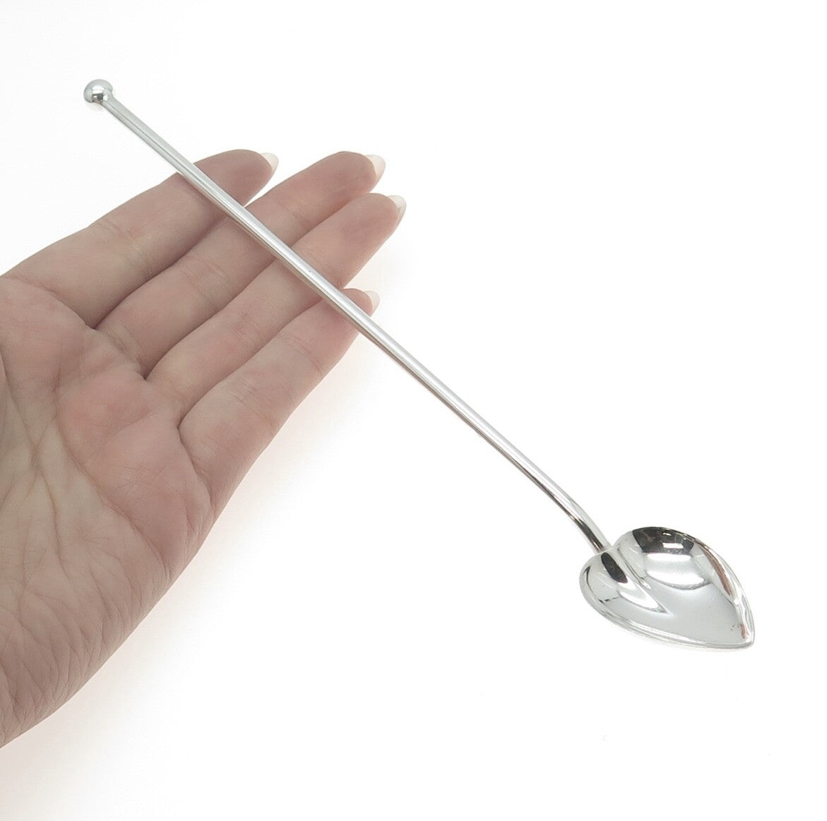 925 Sterling Silver Vintage Heart Cocktail Spoon Straw