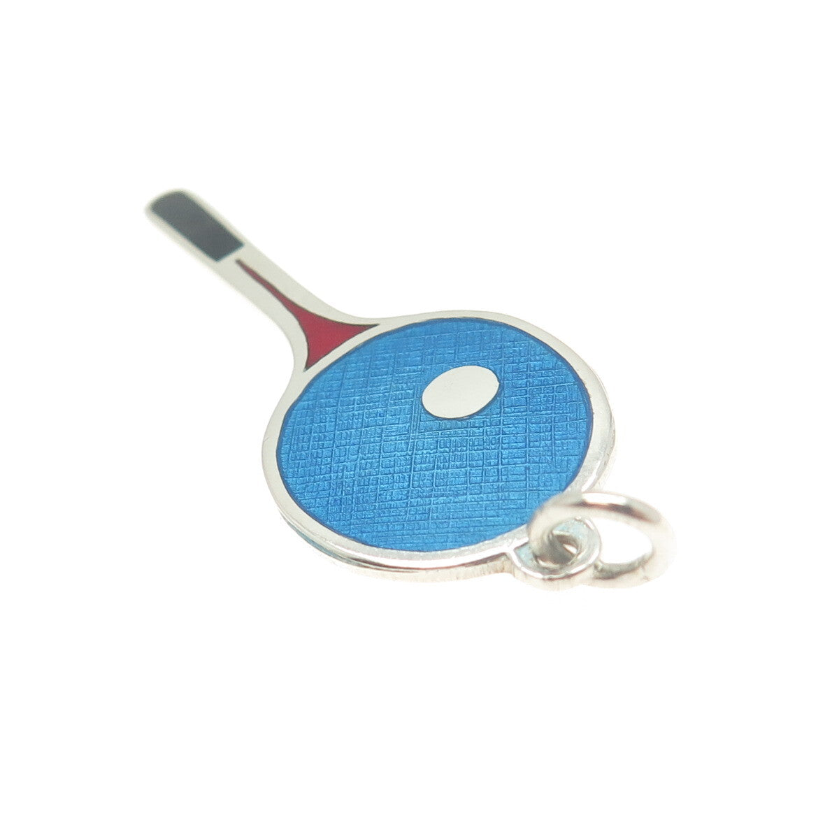 800 Silver Vintage Italy Enamel Tennis Racket Pendant