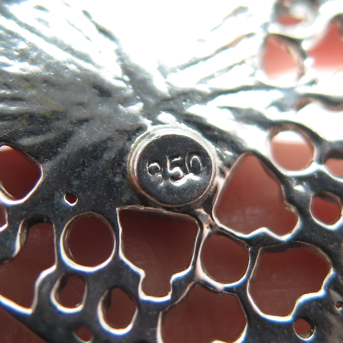 950 Silver Vintage Real Agate Ornate Heart Charm Pendant