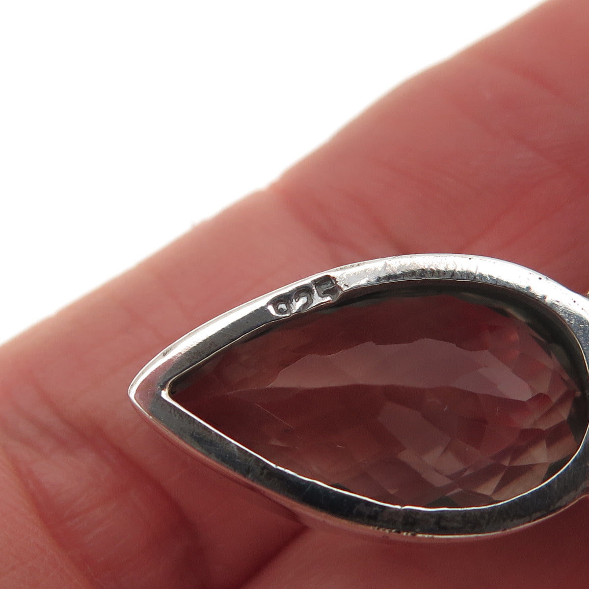 925 Sterling Silver Vintage Real Green Amethyst Modernist Pendant