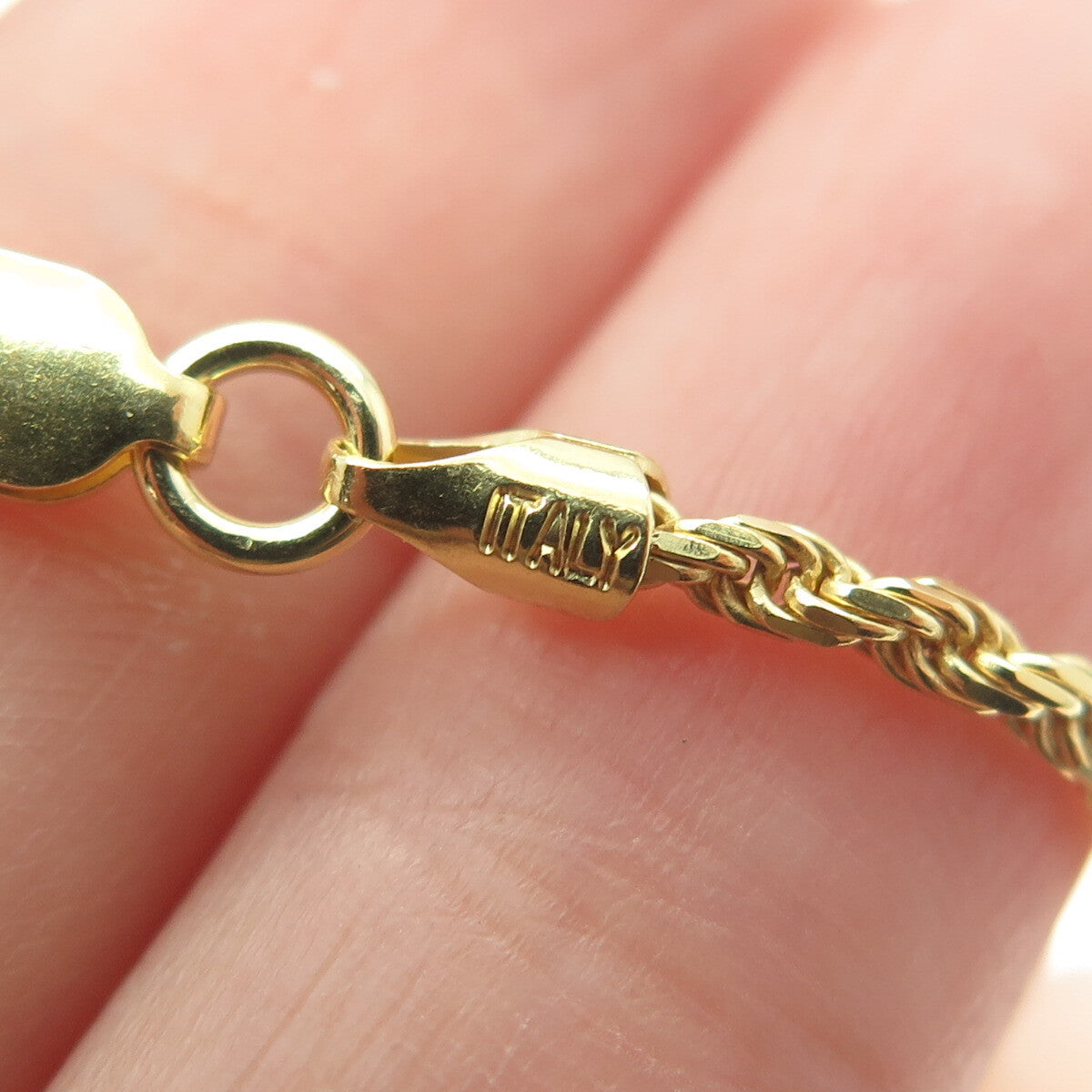 P. LUX 925 Sterling Silver Gold Plated Italy Twisted Rope Chain Necklace 16"