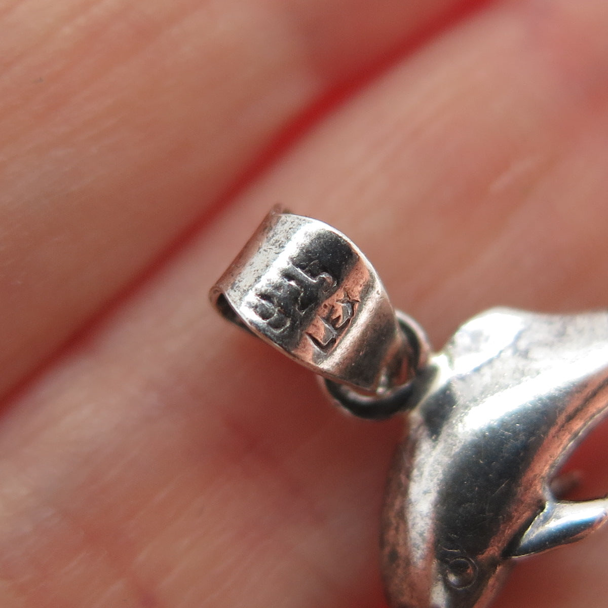 925 Sterling Silver Vintage Mexico Dolphin Oxidized Minimalist 3D Charm Pendant