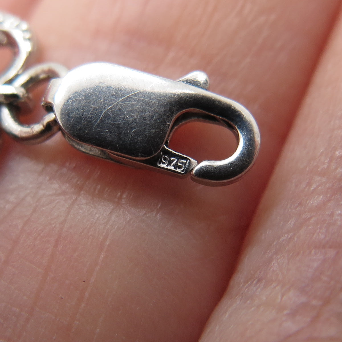 925 Sterling Silver Real Round-Cut Diamond Heart Link Bracelet 6.5"