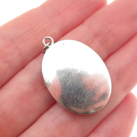 925 Sterling Silver Antique Art Deco Engraved Floral Locket Charm Pendant