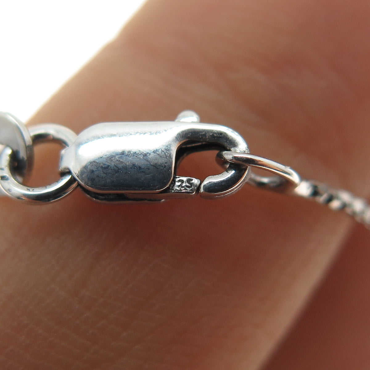 925 Sterling Silver Italy Box Chain Necklace 18"