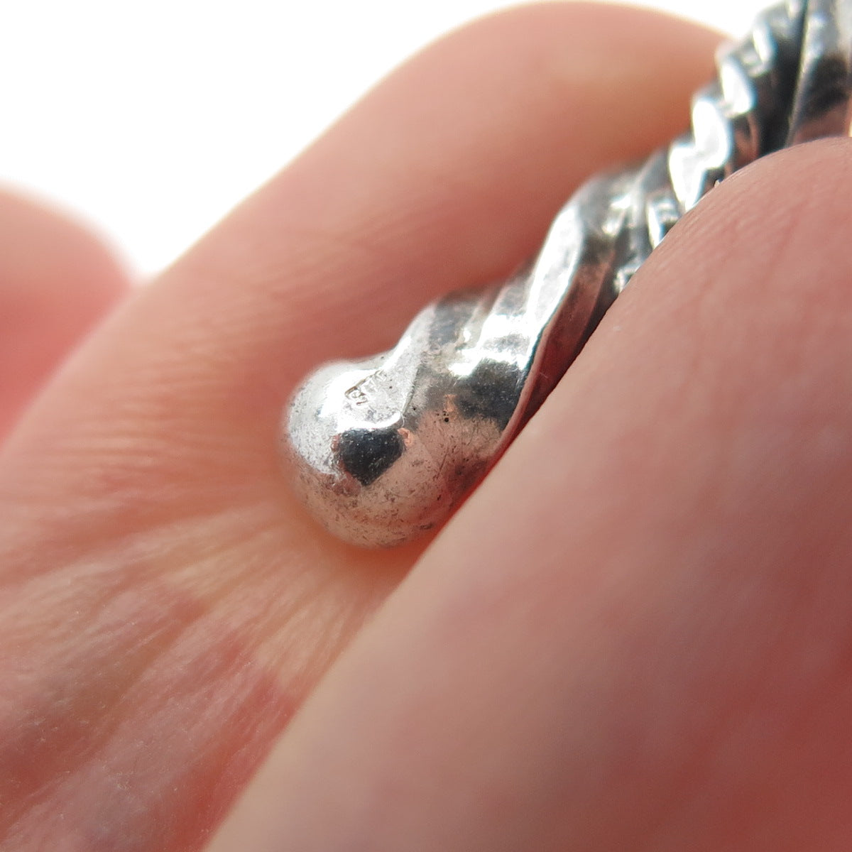 925 Sterling Silver Vintage Twisted Adjustable Cuff Oxidized Bracelet 6"