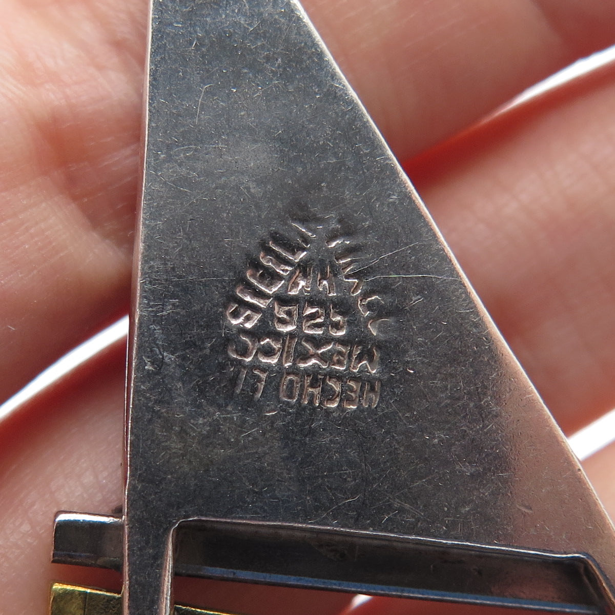 925 Sterling Silver 2-Tone Vintage Mexico Real Black Onyx Modernist Earrings