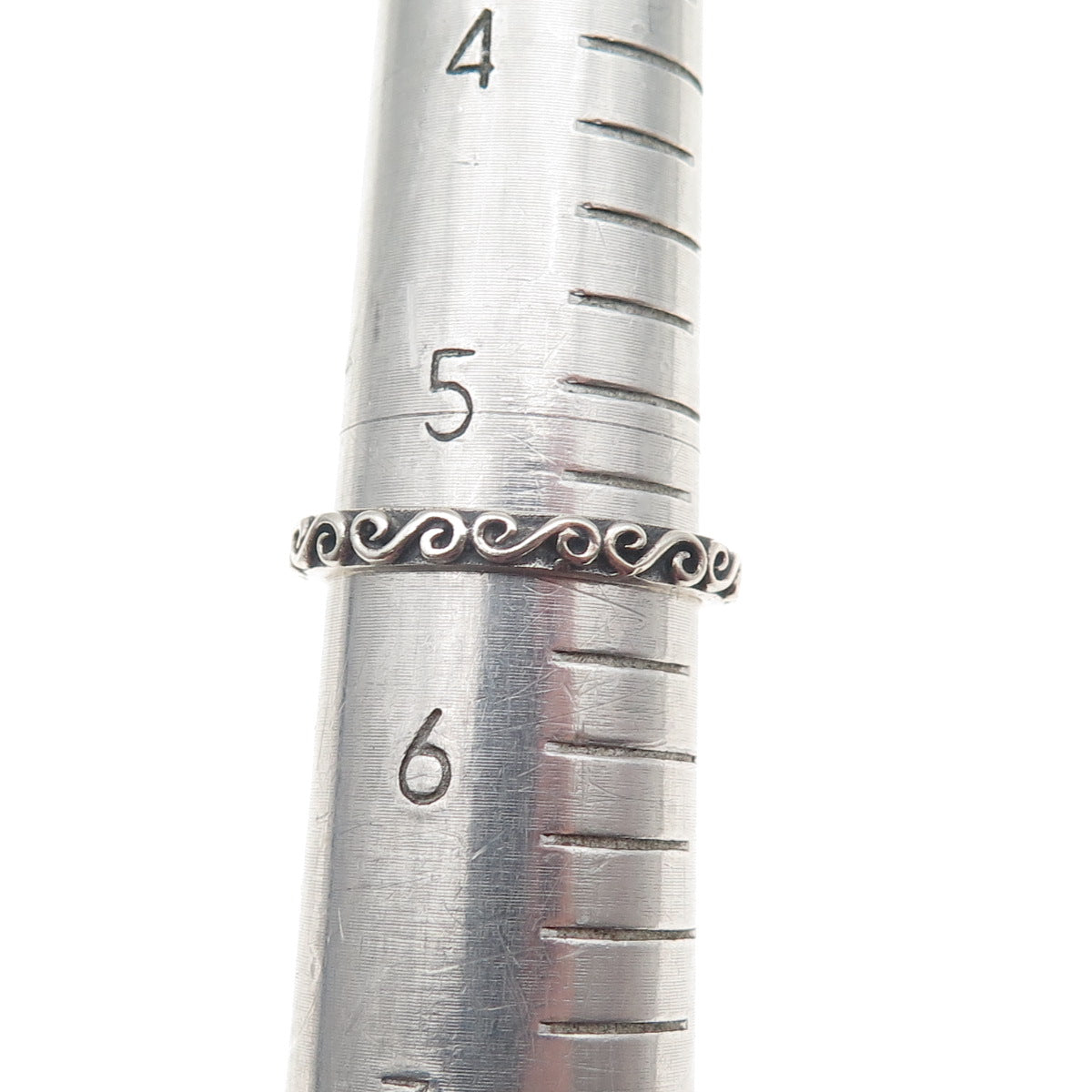 925 Sterling Silver Vintage Swirl Stackable Oxidized Band Ring Size 5.5