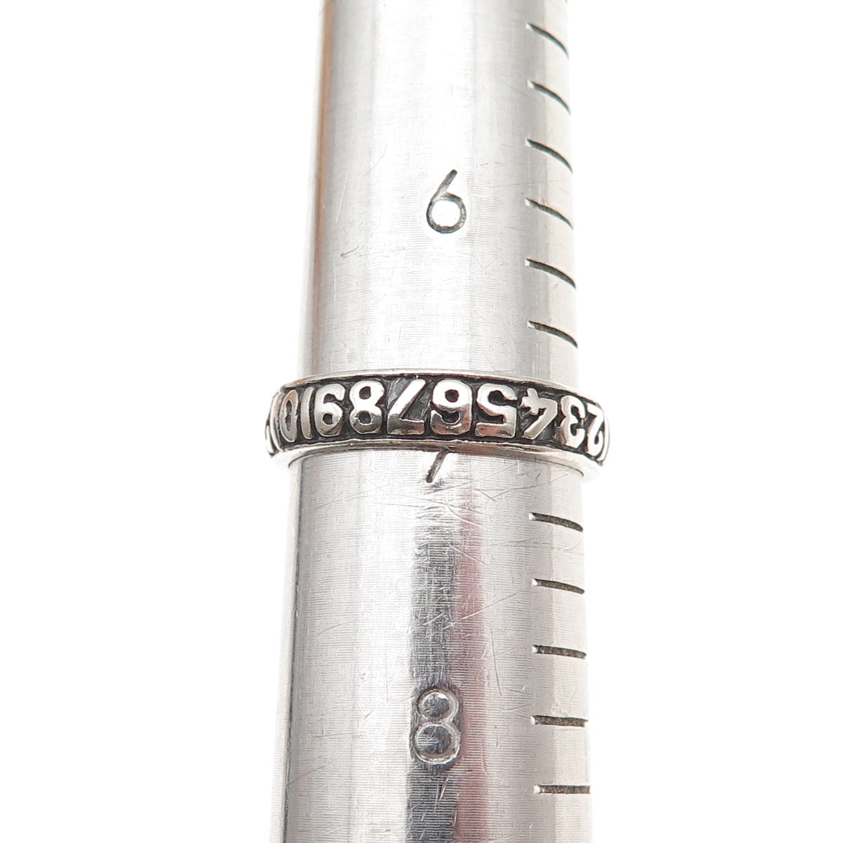 925 Sterling Silver Vintage Natural Numbers Oxidized Band Ring Size 7
