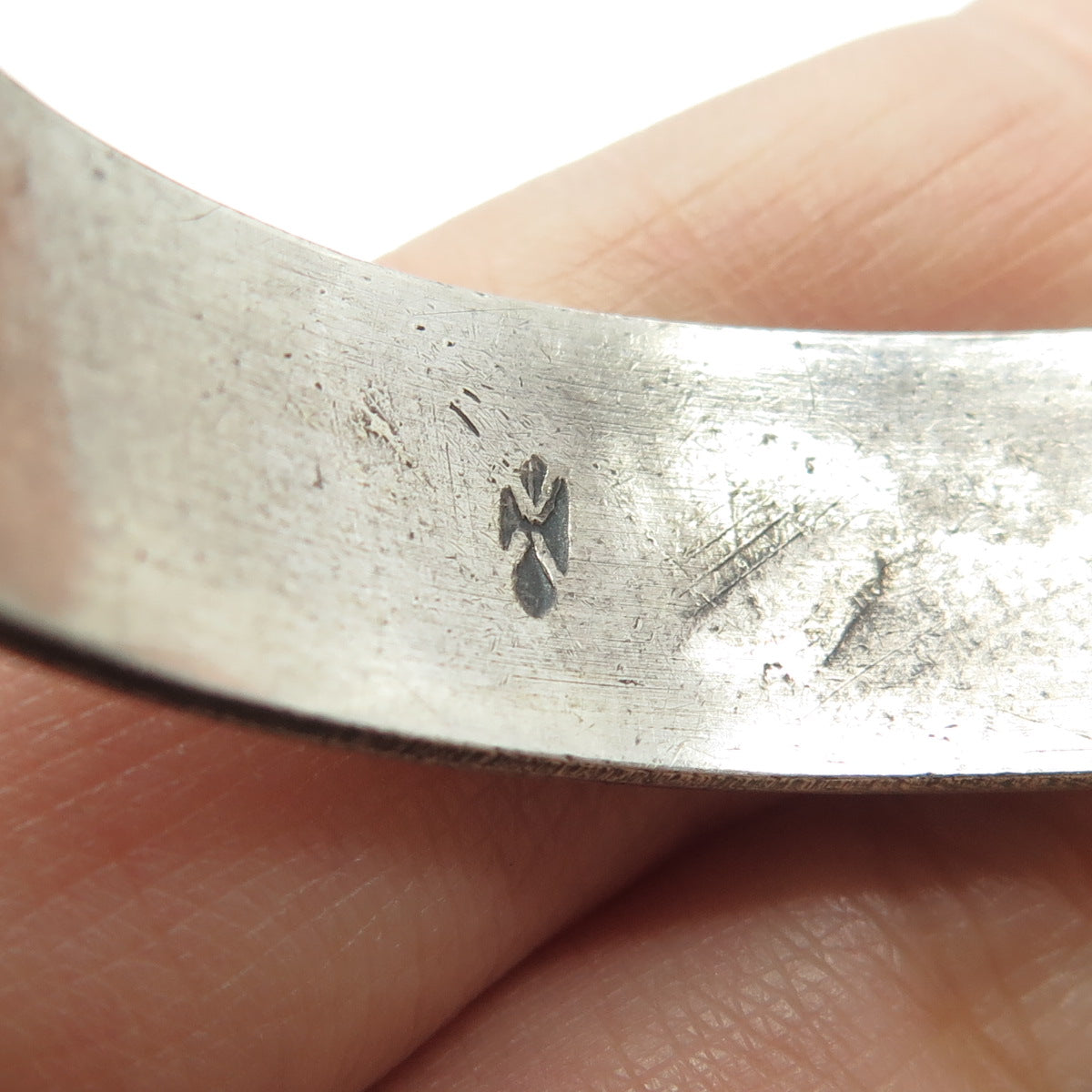 GIBSON GENE NAVAJO Old Pawn Sterling Turquoise & Coral Inlay Cuff Bracelet 6.75"