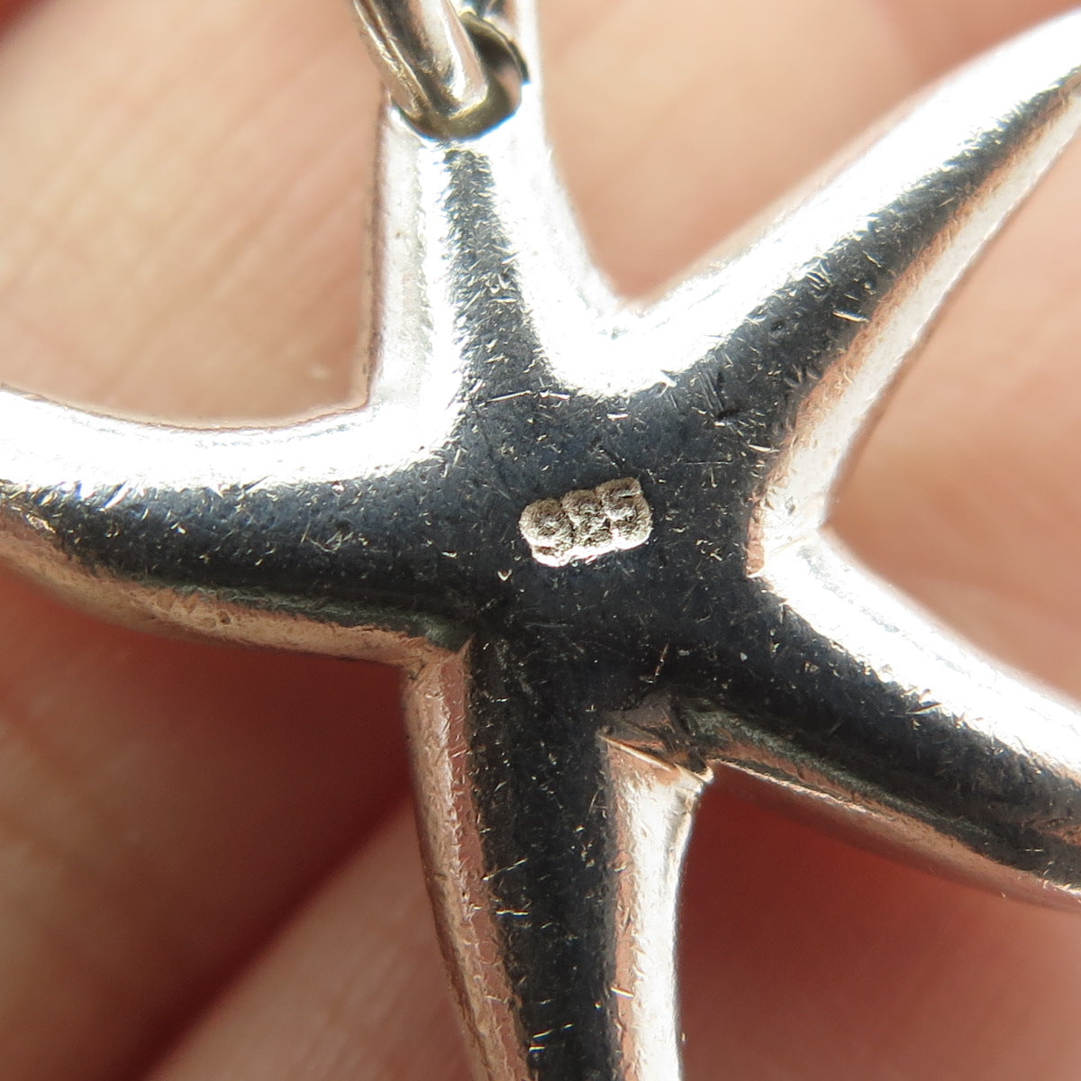 925 Sterling Silver Vintage Starfish Rolo Link Bracelet 6.75"