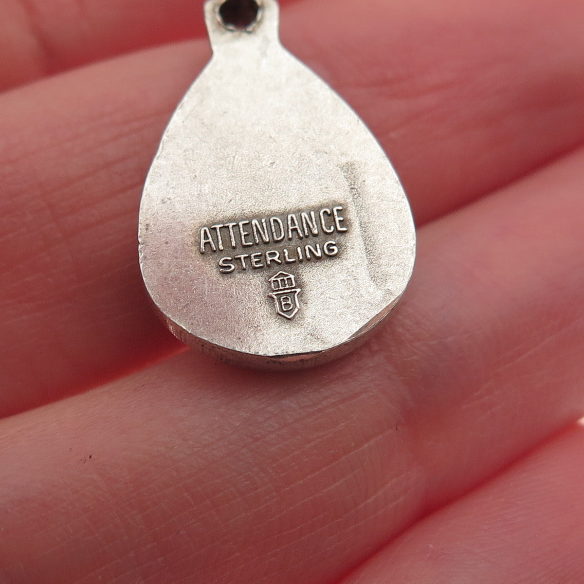 925 Sterling Silver Vintage Attendance Oxidized Mini Charm Pendant