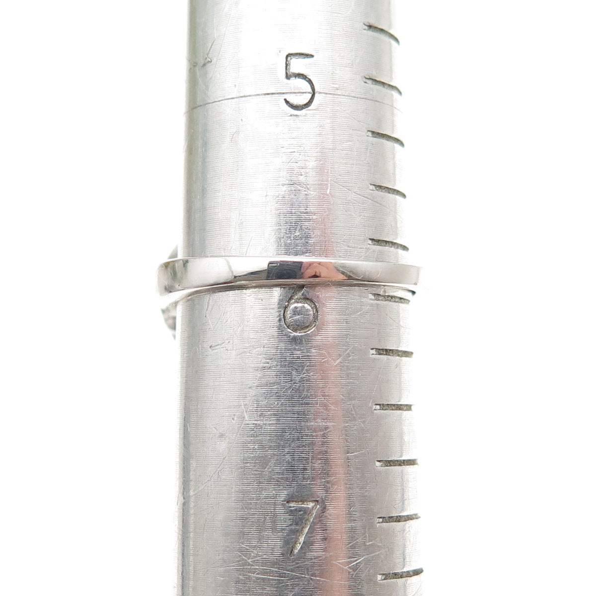 925 Sterling Silver Real Round-Cut Diamond Fleur de Lis Ring Size 6