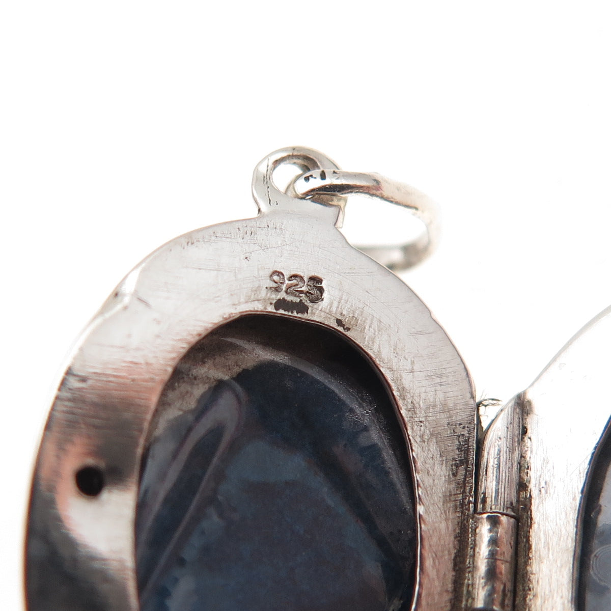 925 Sterling Silver Vintage Real Black Onyx Oxidized Locket Charm Pendant