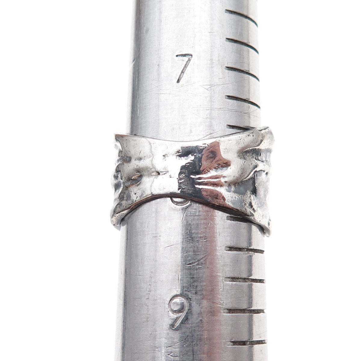 925 Sterling Silver Vintage Blue C Z Modernist Oxidized Ring Size 8.25