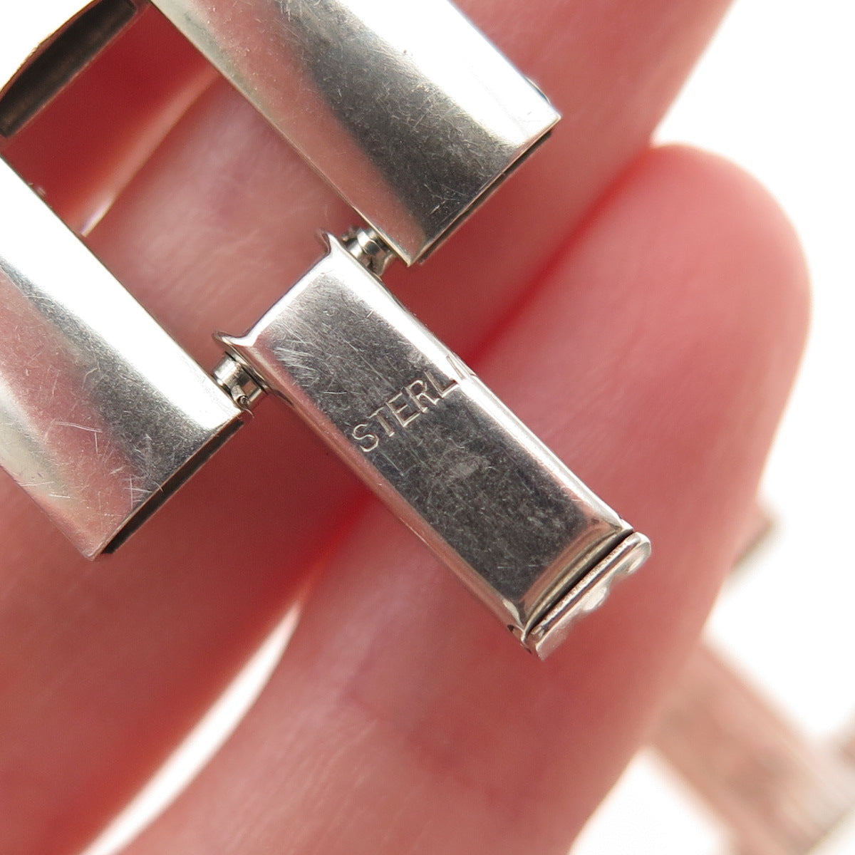 925 Sterling Silver Antique Art Deco Engraved Floral Panel Link Bracelet 6"