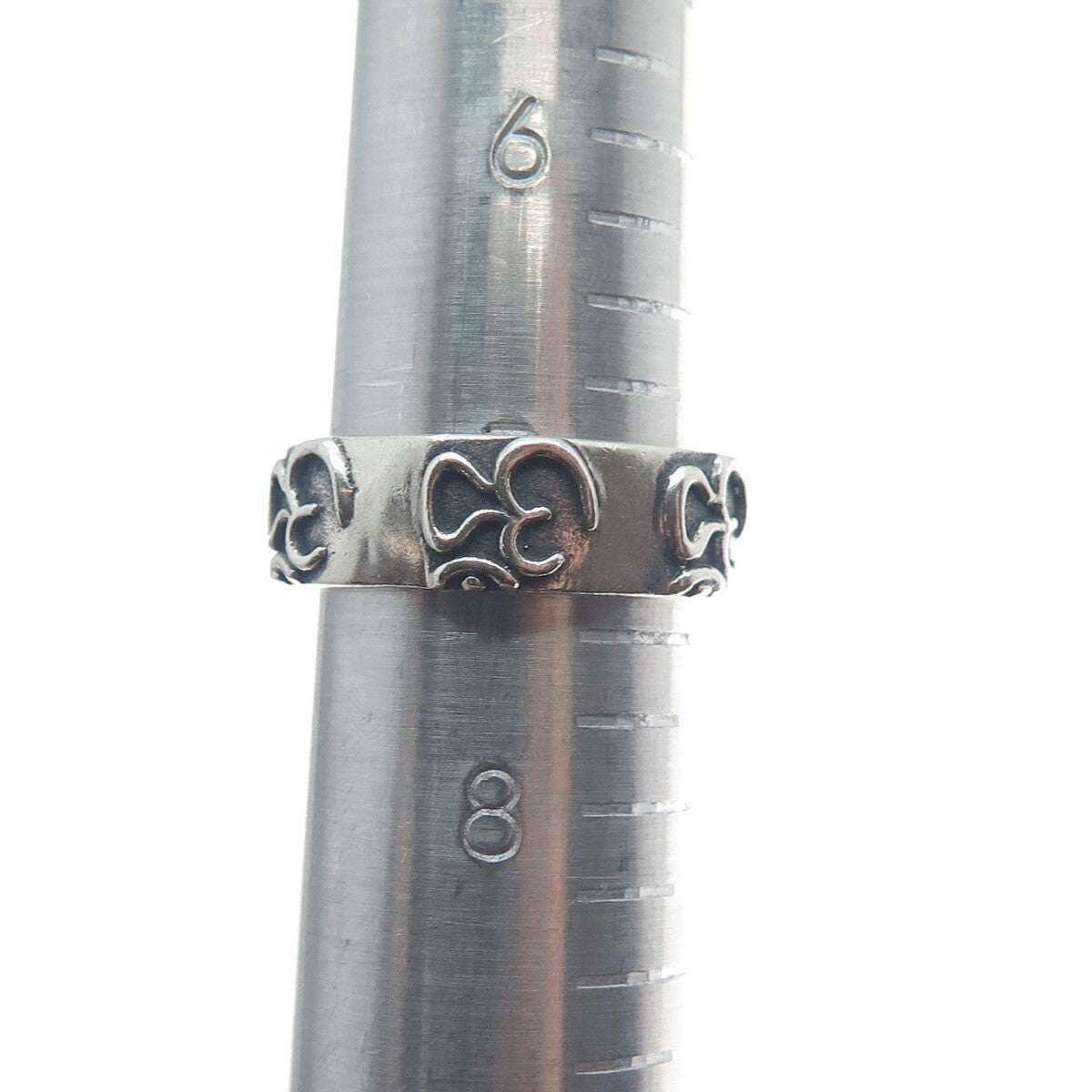 925 Sterling Silver Vintage Om Mantra Band Ring Size 7.5