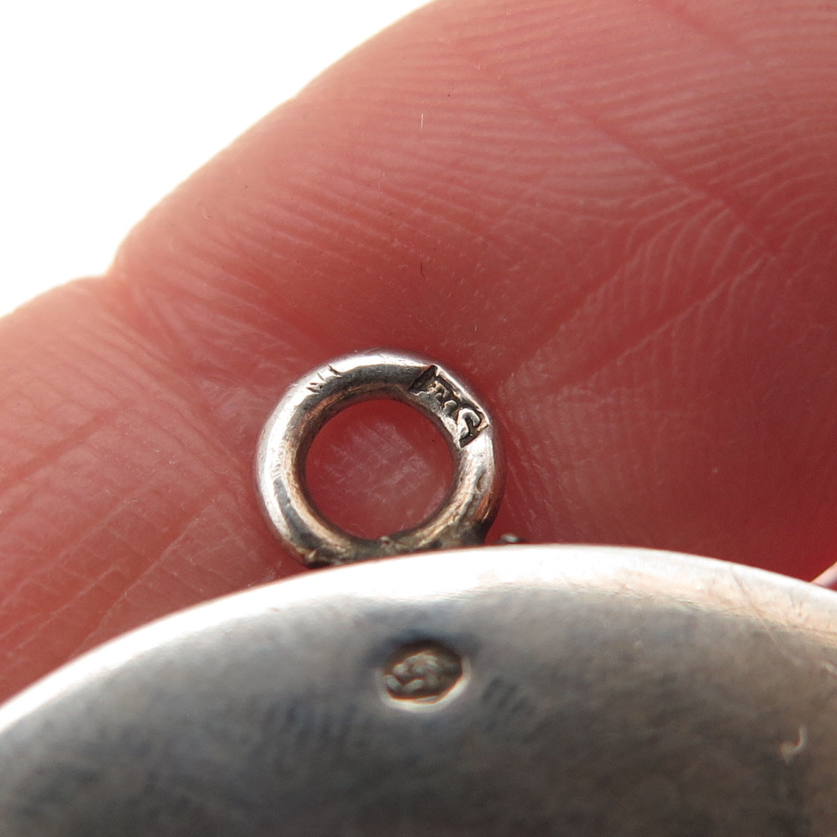 800 Silver Antique Art Deco European Hand-Painted Lady Profile Pendant