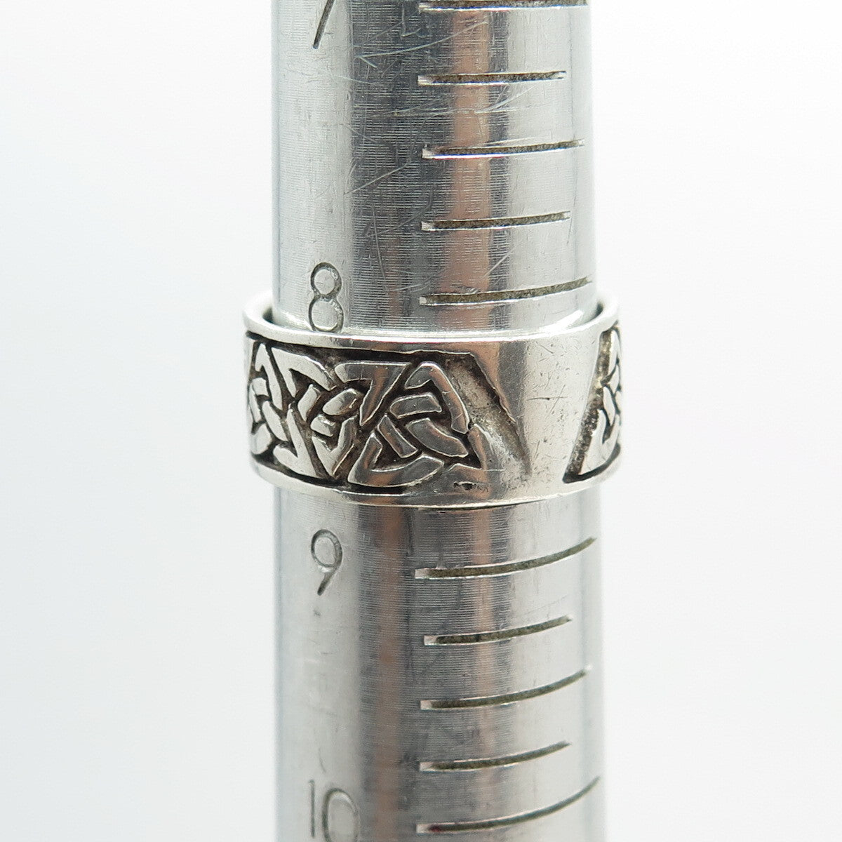925 Sterling Silver Vintage Celtic Knot Oxidized Band Ring Size 8.75