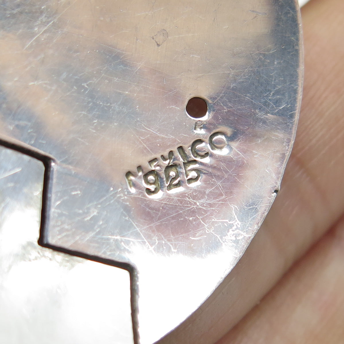 925 Sterling Silver 2-Tone Vintage Mexico Real Amethyst Eclipse Kiss Earrings